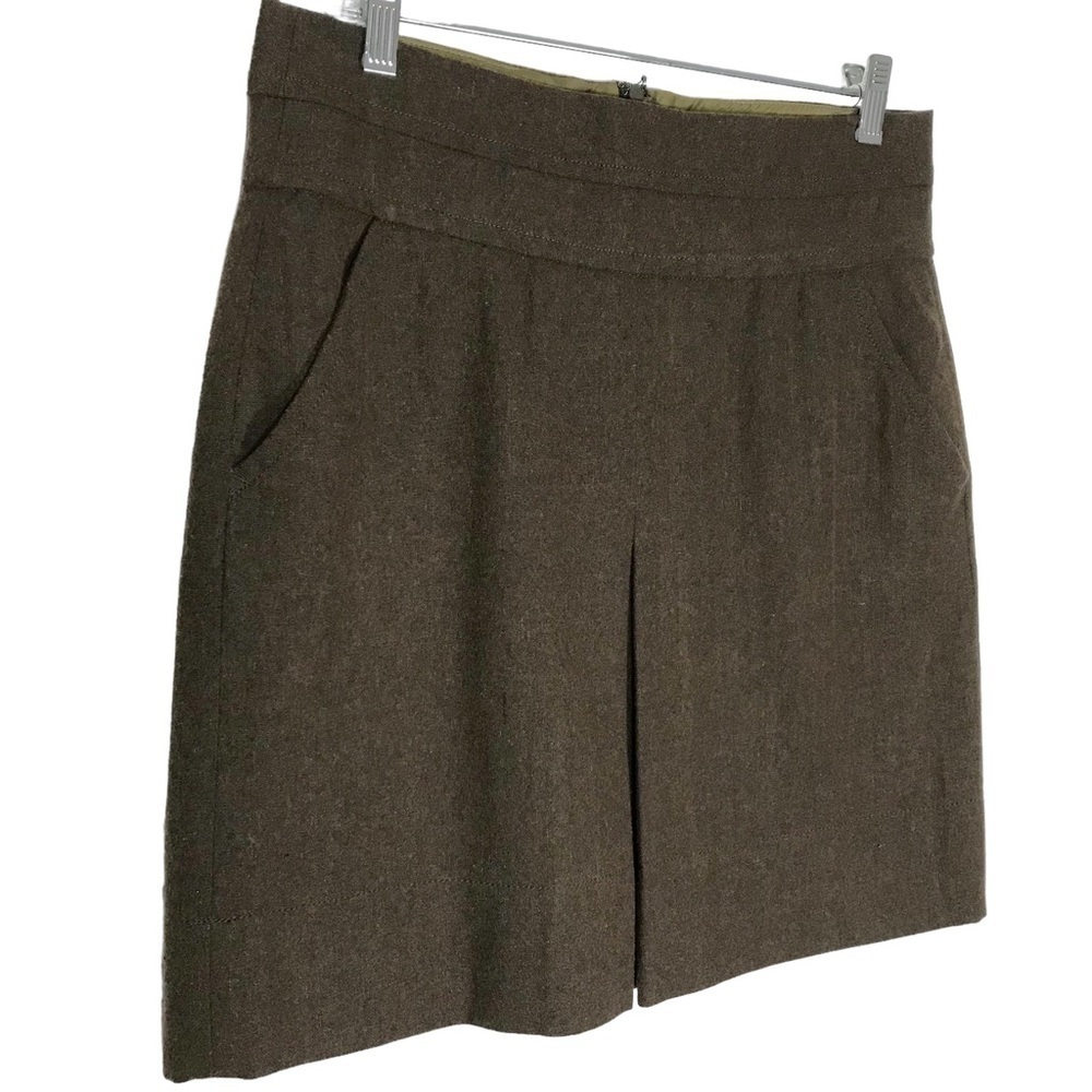 Vintage Fossil Brown Wool Blend Mini Skirt with Pockets Size 6
